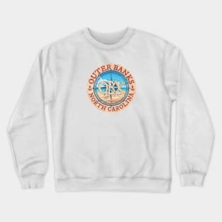 Outer Banks (OBX), North Carolina, with Beach and Wind Rose Crewneck Sweatshirt